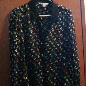 Diane Von Furstenberg Blouse- sheer/button down